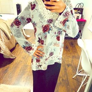 Cream floral blouse